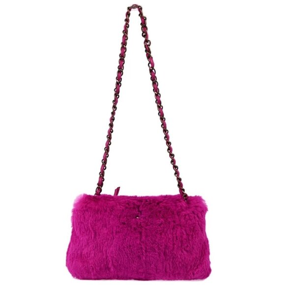 CHANEL Handbags - Chanel Pink Fur Chain Shoulder Bag 143554